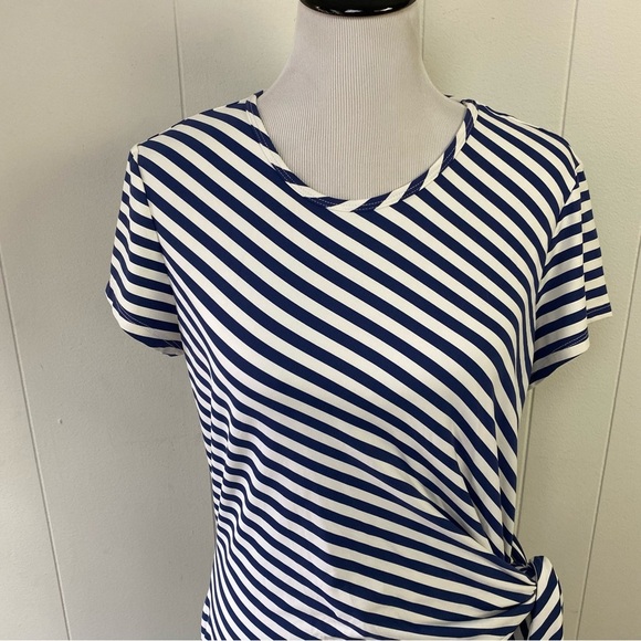 J MCLAUGHLIN Cap Sleeve Elora Dress Size XL White Navy  Blue Catalina Cloth - Picture 3 of 15